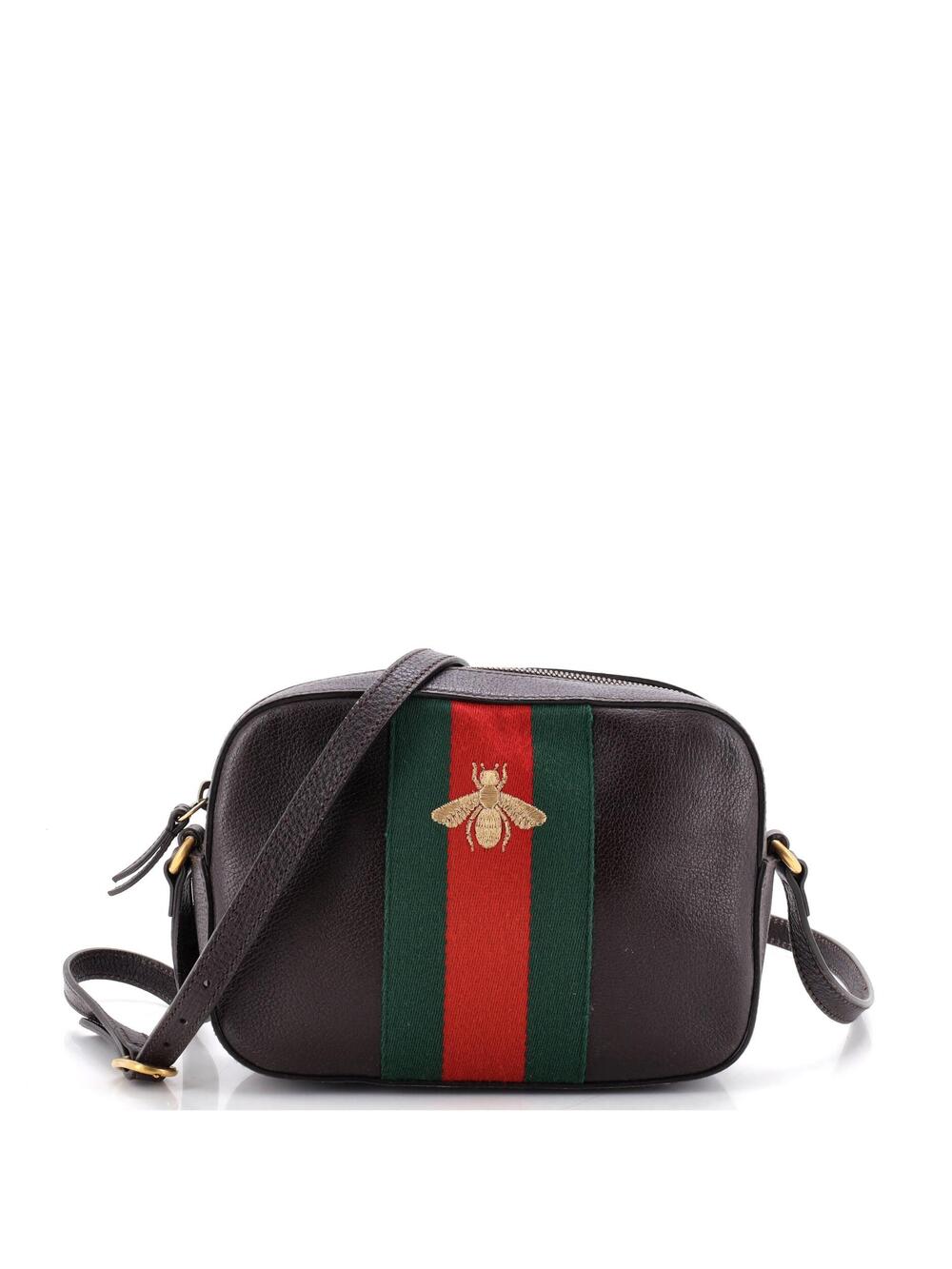 Gucci Bee Web Camera Bag Leather #340446G92B